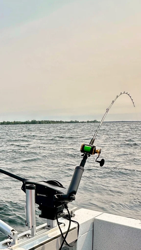 Penn Squall reel by Penn Fishing Tackle ready for Lake Ontario trolling